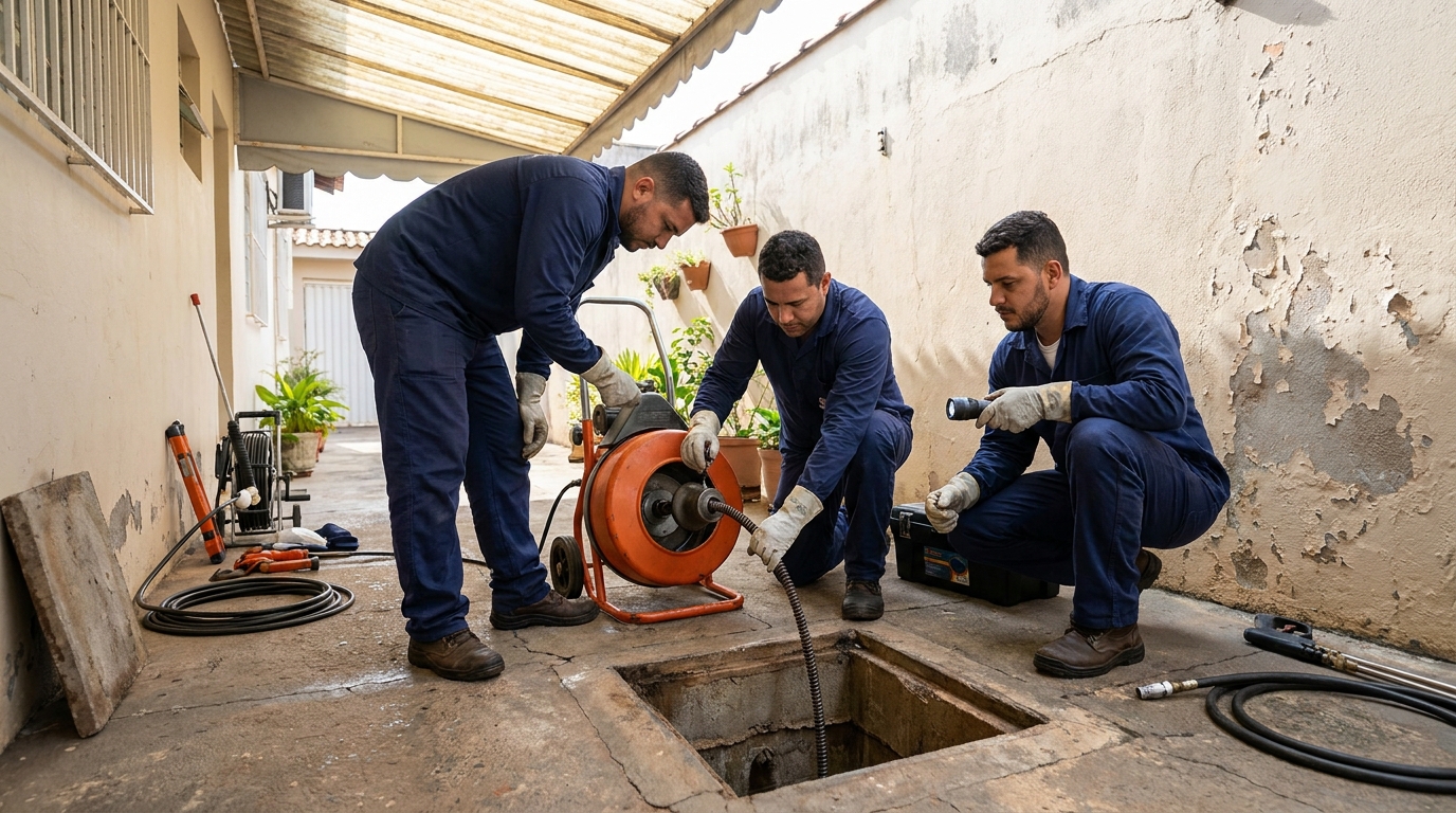 Desentupimento de esgoto com hidrojateamento em Carapicuíba‑SP