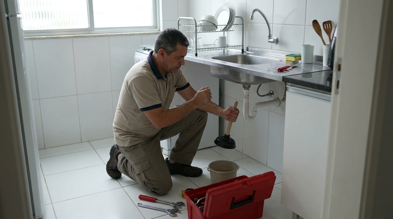 Desentupimento de pia residencial em Carapicuíba‑SP